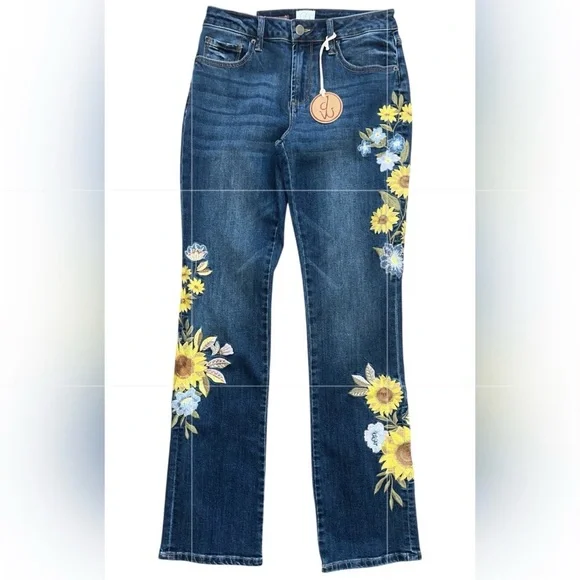 213. DRIFTWOOD Kylee Bootcut mid-rise embroidered jeans NWT - Picture 3 of 7